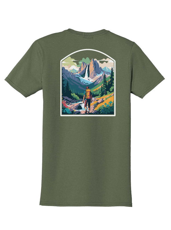 Backpacking Back Print with Pocket Print T-Shirt