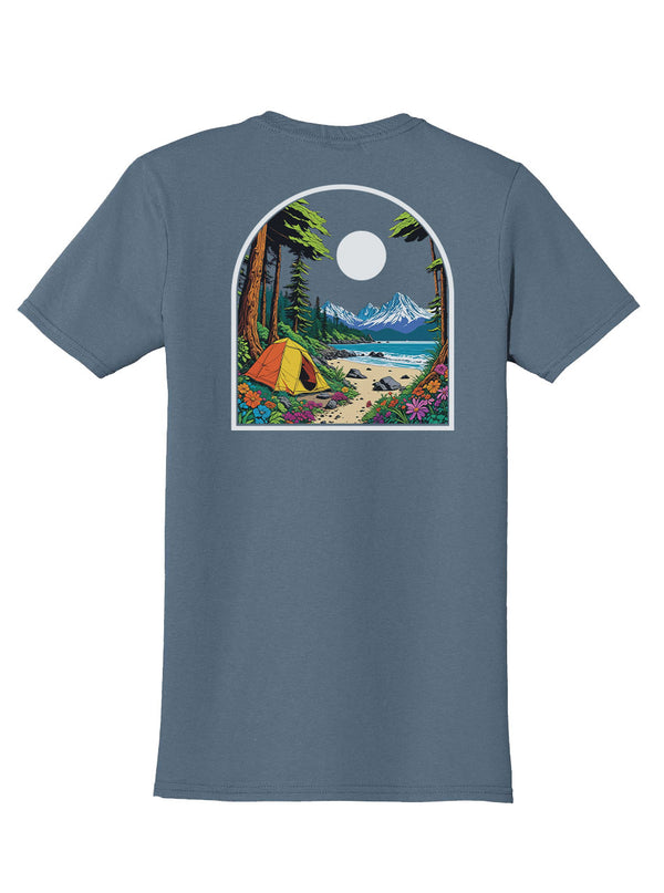 Beach Camp Back Print with Pocket Print T-Shirt