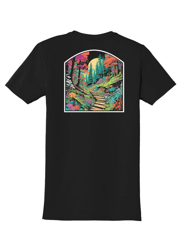 Forest Trail Back Print with Pocket Print T-Shirt