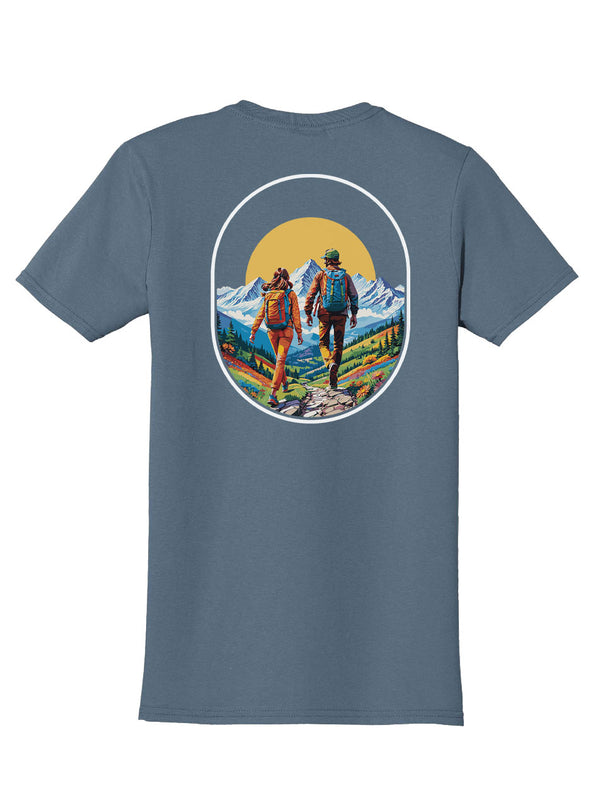 Hikers Back Print with Pocket Print T-Shirt