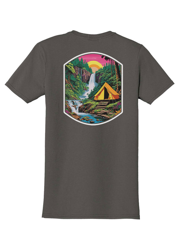 Jungle Camping Back Print with Pocket Print T-Shirt