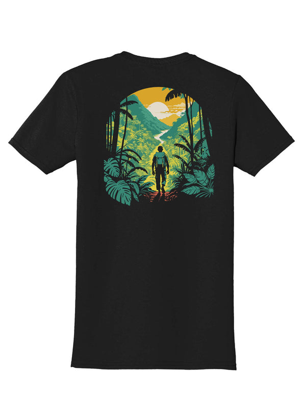 Jungle Hiking Back Print with Pocket Print T-Shirt