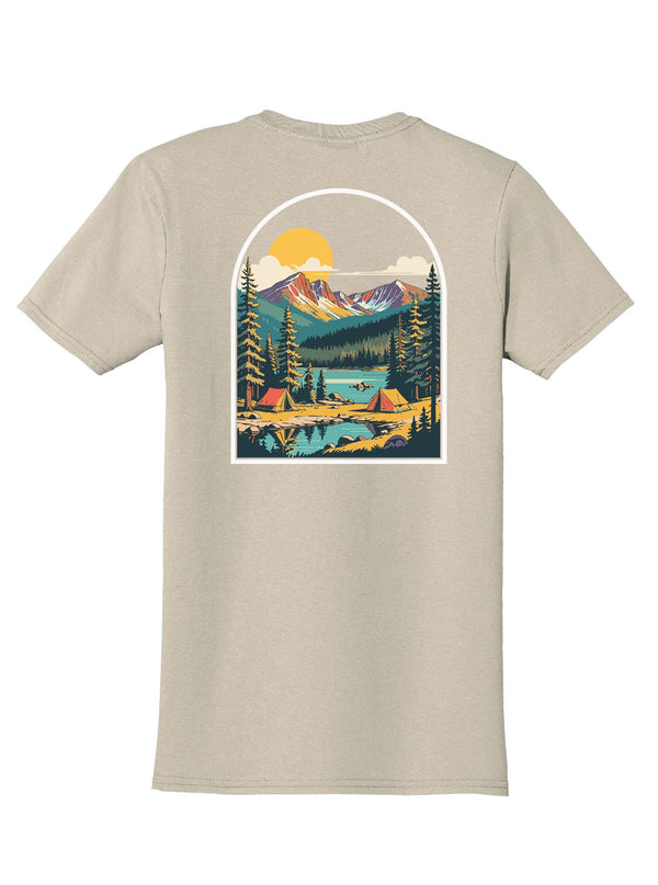 Lake Camping Back Print with Pocket Print T-Shirt