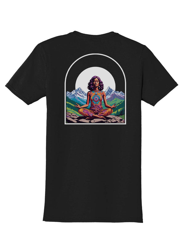 Meditate Back Print with Pocket Print T-Shirt