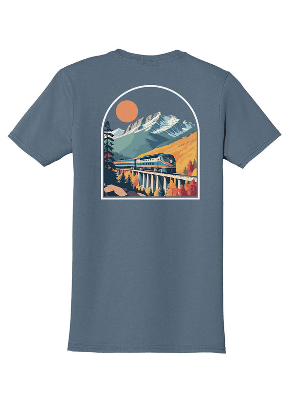 Train Travel Back Print with Pocket Print T-Shirt